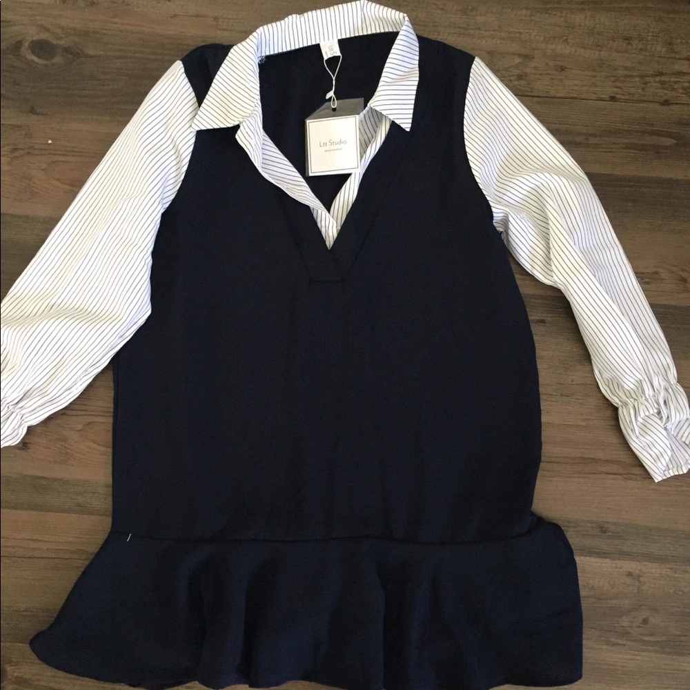 Mock Two piece Striped Dress